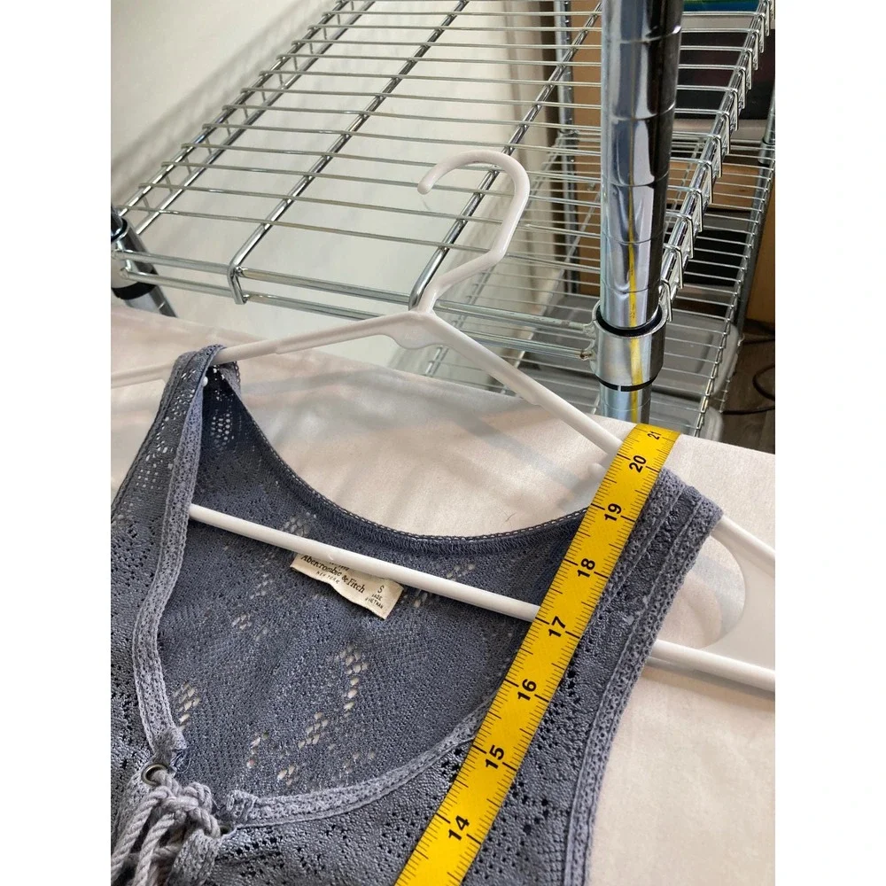 Abercrombie & Fitch Women's Y2K Knit‎ Tank Top Crochet Lace Up Size S Coquette - Picture 3 of 11